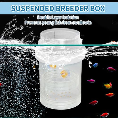 Suspensions Breeder Box, Floating Mesh Isolation Fish Tank Separator Set, Ideal for Aquatic Pets, Small, White, 1 Set