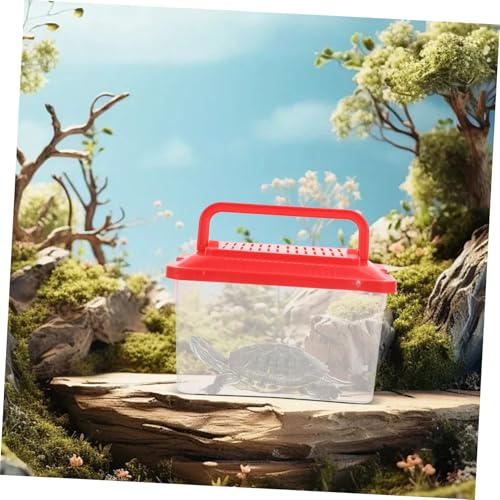 Mipcase Portable Fish Tank Breathable Lid Handheld Turtle Box for Transporting Pets Includes Leakproof Design for Safe Aquatic and Reptile Habitats