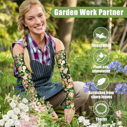 Bebila Gardening Sleeves for Women Farm UV Sun Protection Anti-Scratch Cooling Sleeves with Thumb Hole Arms Cover Outdoors - color: Blossoms