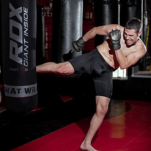 RDX MMA Gloves Premium Real Maya Hide Leather, Mixed Martial Arts Sparring & Grappling Gloves for Training, Fighting Gloves, Fingerless Design, Padded Open D-Cut Palm, Mixed Martial Arts Equipment - size: Large