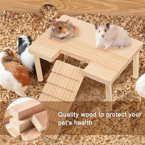 Reptiles Hideout Wooden with Climbing Ramp Bearded Dragon Hide Cave Wood Aquariums & Terrariums Accessories for Bearded Dragons Leopard Geckos Lizards Turtles Hamsters(U-Shape)
