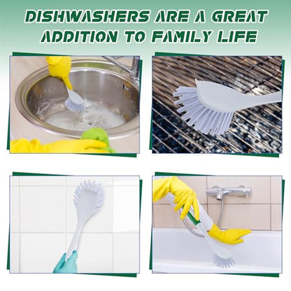 Hsei 20 Pcs Green Kitchen Scrub Dish Brush Bulk with 11 Inch Anti Slip Handle Cleaning Dish Scrubber with Stiff Bristles Washing Scrub Brushes for Housekeeping for Pots and Pans, Kitchen Sink - color: Green