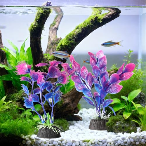 2 Pcs Plastic Artificial Floating Aquarium Plants Small Aquarium Plant for Betta Fish Tank 4.5 Inch Fish Tank Decorations Aquatic Water Grass Plastic Artificial Plant Reptiles Plants