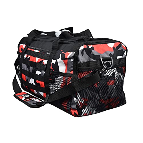 Gym Duffle Bag- Workout, Boxing, MMA, Sports Bag with Shoes Compartment and Adjustable Shoulder Strap for Men and Women (Red Camo) - color: Red Camo
