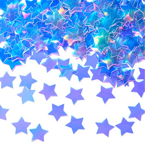 Iridescent Star Confetti Holographic Table Decoration for Baby Shower Birthday Theme Party,1.2 inch in Diameter,200 Counts - color: Iridescent