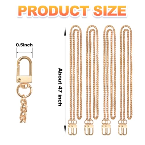 ELANE 4 Pack Purse Chain Strap，47 inch Purse Straps Replacement Crossbody Purse Chains for Handbags DIY - color: O-light Gold-4 Pack