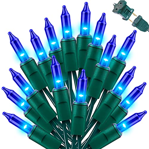 LAMPHOME Christmas String Light,100 Count Incandescent Mini String Light in 21.6ft,Indoor/Outdoor 120V UL Certified Mini Light for Christmas,Wedding,Patio Lawn,Home,Garden,Party,Store (Blue) - color: Blue, size: 100ct