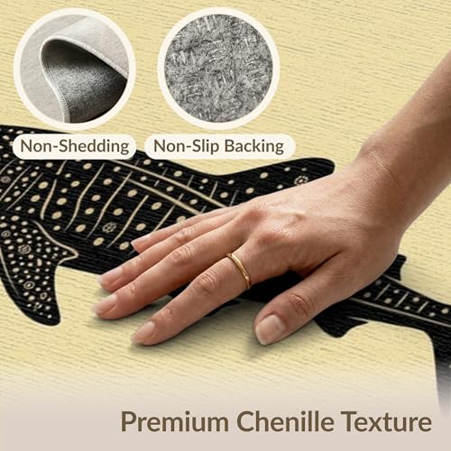 6'x9' Washable Graphic Fish Area Rug, Black Foldable Non-Slip Large Carpet Foldable Easy Care Carpet for Queen Size Bedroom, Under Bed, Master Bedroom | Ref:2067250 - color: Beige/Pattern 1, size: 6' x 9' (Rectangular)