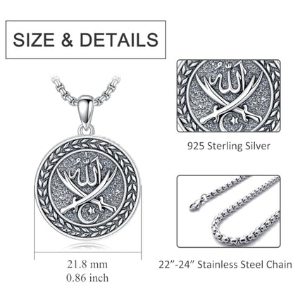 PELOVNY Allah Necklace for Men Women 925 Sterling Silver Islam Allah Pendant Chain Islamic Muslim Religious Jewelry Gifts - color: Allah-05