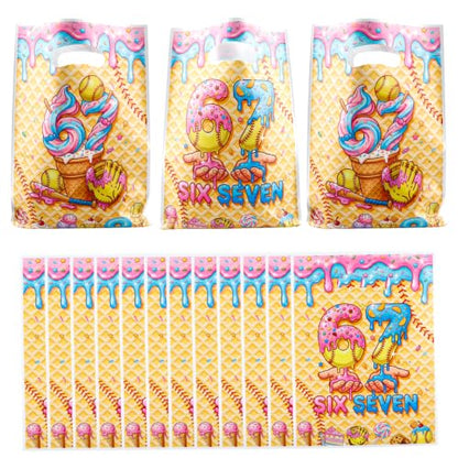 LERCTH 67 Gift Bags, Baseball & Ice Cream Themed Graffiti Style Goodie Bags for Sports Birthday Party Favors - color: 67 gift bag 30 packs