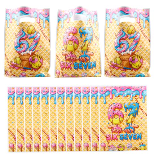 LERCTH 67 Gift Bags, Baseball & Ice Cream Themed Graffiti Style Goodie Bags for Sports Birthday Party Favors - color: 67 gift bag 30 packs