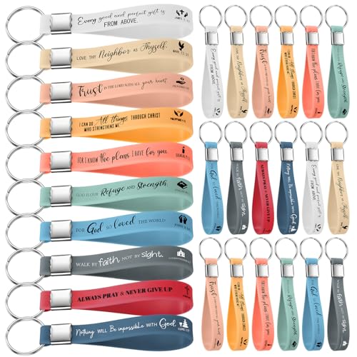 Ferreve 30 Pcs Christian Keychains, Christian Gifts for Church - color: Colorful