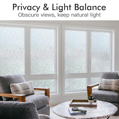 Haton Window Privacy Film, Frosted Stripe Non-Adhesive, 11.8" x 78.7" | Static Cling Removable Frosted Glass Film, Blocks UV & Heat, Anti-glare Privacy Covering for Bathroom & Home Windows - color: Frosted Stripe, size: 11.8" x 78.7"