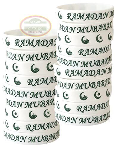 Ramadan Wristbands[24 Pack] Ramadan Kids Favors Ramadan Toy Ramadan Mubarak Ramadan Decoration Eid Gift Muslim Kids Gift - style: White 24 Bands