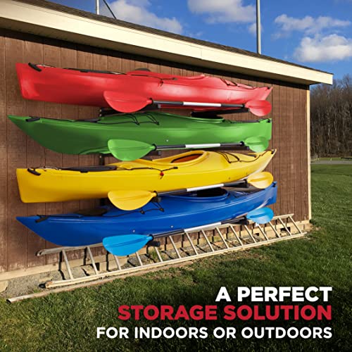 RaxGo Wall Kayak Storage Rack, Heavy Duty Wall Mounted Garage Kayak Storage Hooks for Kayaks, SUP, Canoe & Paddleboard, For Indoor, Outdoor, Garage, Adjustable Arms - Universal design