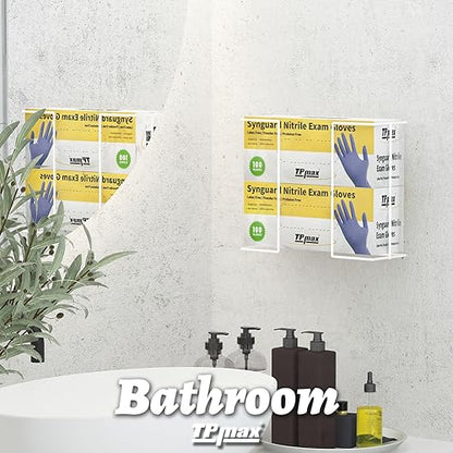 XL Gloves Box Facial Tissue Box Holder,Wire Rack Dispenser for Gloves,Tissues Paper Towels Organizer - Mounting Accessories Included - Holds up to 2 Boxes - Perfect for Lab, Food Service and Home - size: Double