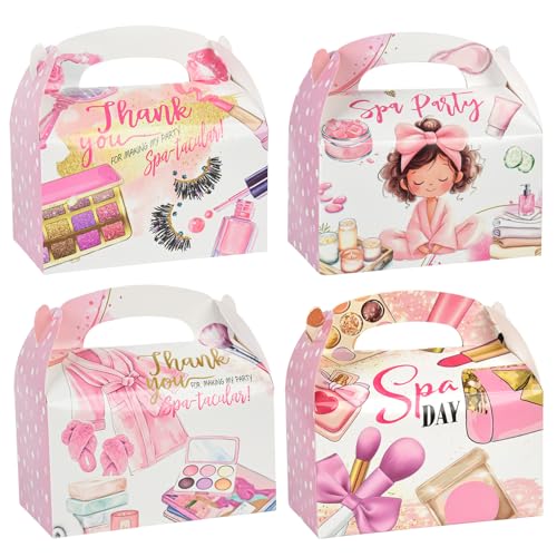 DjinnGlory 36-Pack SPA Makeup Girls Party Favor Treat Boxes, Small Gable Boxes for Girls Party and Small Business 6.18x3.58x3.39 Inches - color: SPA