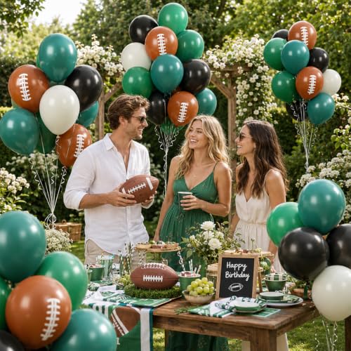 Football Balloons, Green Black Football Printed for Boys Sports Birthday - color: Green Football