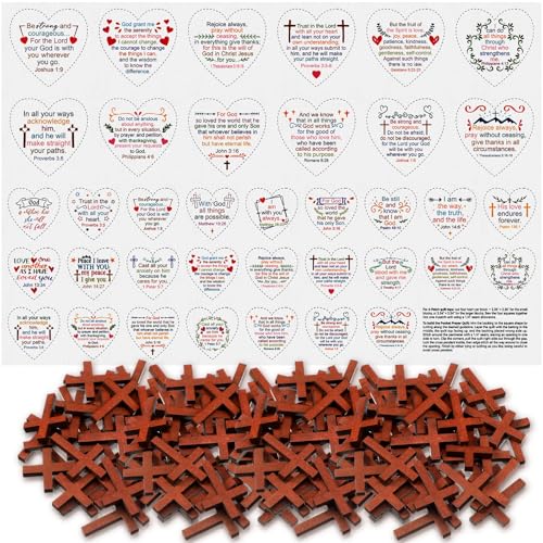 Fanfanwin 38 Sets Prayer Quilt Squares with Crosses, Heart1, Brown - color: Brown, style: Heart1