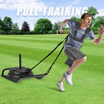 Dolibest Weight Sled, Fitness Sled, Workout Sled for Fitness Strength Training and Speed Improvement, Push-Pull Prowler Training, Suitable for 1-2" Weight Plates, Black - color: Black Pull-Push Sled-3