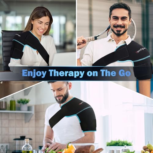 Comfytemp Shoulder Ice Pack Wrap Shoulder Brace Compression Sleeve for Shoulders Pain Relief, 2 Gel Ice Packs for Injuries Reusable, Cold Therapy for Rotator Cuff Recovery, Fathers Day Dad Gifts Men - style: 2 Gel Packs + 1 Brace