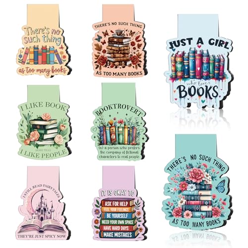 Book Lovers 자석 책갈피 선물 - Wxiben 8피스 재미있는 책갈피 자석 여성용 책벌레 책 마크 자석 페이지 마커 클립 여성 남성 독서 학생 교사 사서 용품 - style: 2-도서 애호가