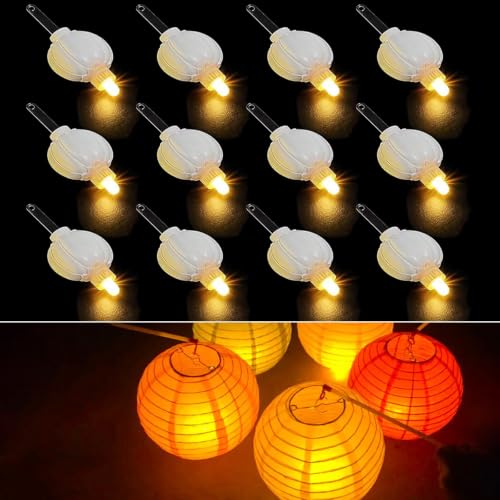 12 Pack Paper Lantern Lights, Mini LED Battery Operated Lights, Warm White - color: Warm White, size: 12P