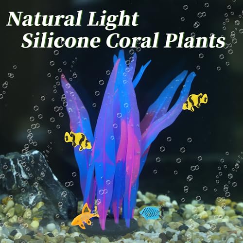 Aquarium Glowing Kelp Plant, Soft Silicone Glowing Decorations Blue 2pcs - color: Blue