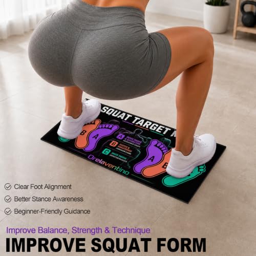 Squat Mat with Foot Position,Non-Slip Workout Mat for Squat & Leg Exercises - color: Purple Black