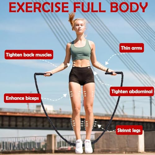 Weighted Jump Rope for Men Women, 1.5lb 2.8lb Jumping Ropes for Fitness | Adult Skipping Rope for Home Gym Exercise, Improve Strength and Building Muscle Workout Equipment - size: 1.5LB
