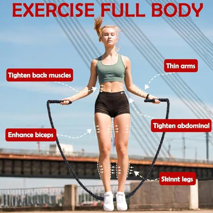 Weighted Jump Rope for Men Women, 1.5lb 2.8lb Jumping Ropes for Fitness | Adult Skipping Rope for Home Gym Exercise, Improve Strength and Building Muscle Workout Equipment - size: 2.8LB