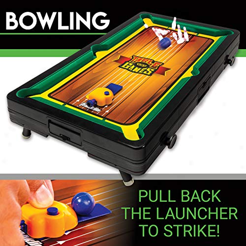 Franklin Sports Table Top Game Set - 5-in-1 Sports Center Indoor Game-Tabletop Soccer, Basketball, Hockey, Bowling+Pool