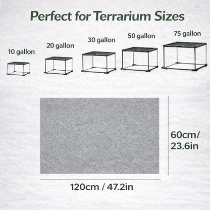 Mechpia 47" x 24" Large Reptile Carpet Terrarium Liner Bedding Reptile Substrate Mat Tank Accessories for Bearded Dragon Snake Lizard Tortoise Leopard Gecko (Grey) - color: Grey