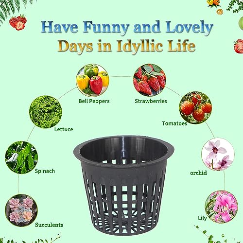 50 PCS 3 Inch Heavy Duty Net Pots,Hydroponic Cups,Garden Slotted Mesh Net Cups,Plant Nursery Net Pots for Hydroponics - size: 3inch