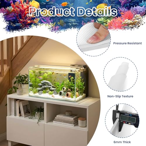 12 x 30 Inch Fish Tank Pad, 6mm Aquarium Leveling Mat, White | Water-Resistant Surface, Easy to Cut, Helps Cushion the Tank Base, Suitable for Aquariums and Terrariums - color: White, size: 12 x 30in