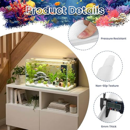12 x 30 Inch Fish Tank Pad, 6mm Aquarium Leveling Mat, White | Water-Resistant Surface, Easy to Cut, Helps Cushion the Tank Base, Suitable for Aquariums and Terrariums - color: White, size: 12 x 30in