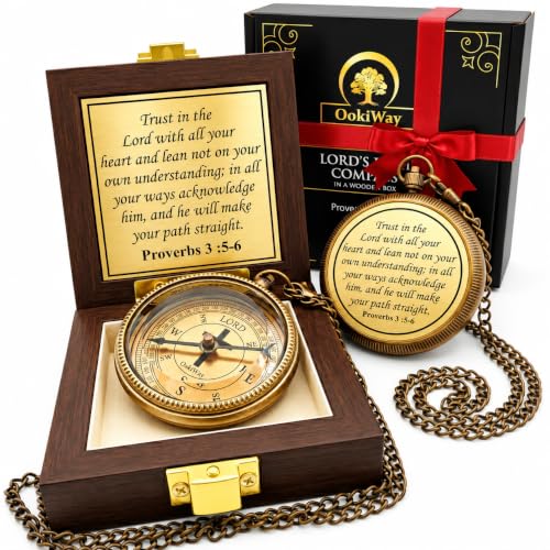 Lord's Path Compass - Baptism, Communion, Confirmation, Christian Gifts for Teenage Boys | Religious Gifts for Men, Graduation Inspirational Present - Greeting Card Included - color: Proverbs 3:5-6