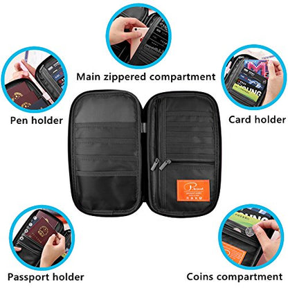 VanFn RFID Travel Passport Wallet, Family Passport Holder, Trip Document Organizer P.Travel Series - color: Black