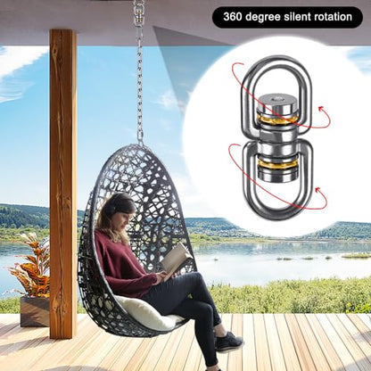 SELEWARE Heavy Duty Bearing Swing Swivel, 360° Rotation Hanging Accessory | Quiet Smooth Rotation, Supports Up to 1200LB, 2 Pack, Durable Design for Swings, Hammocks, Tire Swings and Heavy Bags - color: Swivel Only, 2 Pack