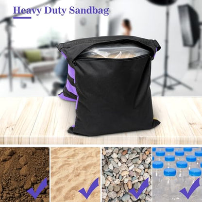 4 Packs Purple Sandbag Weight Bags for Light Photography Video Equipment | Heavy Duty Saddlebags for Backdrop Stand, Photo Tripod, Canopy, Pop up Tent, Umbrella Base, Fishing Chair, Picnic Table - color: Purple