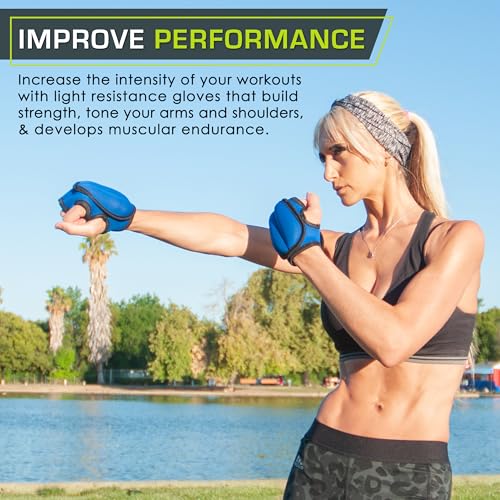 ProsourceFit Weighted Gloves Set, 2 lb Pair / 1 lb Each, Neoprene Hand Weights for Walking, Cardio, Aerobics, Boxing, Toning, and Sculpting