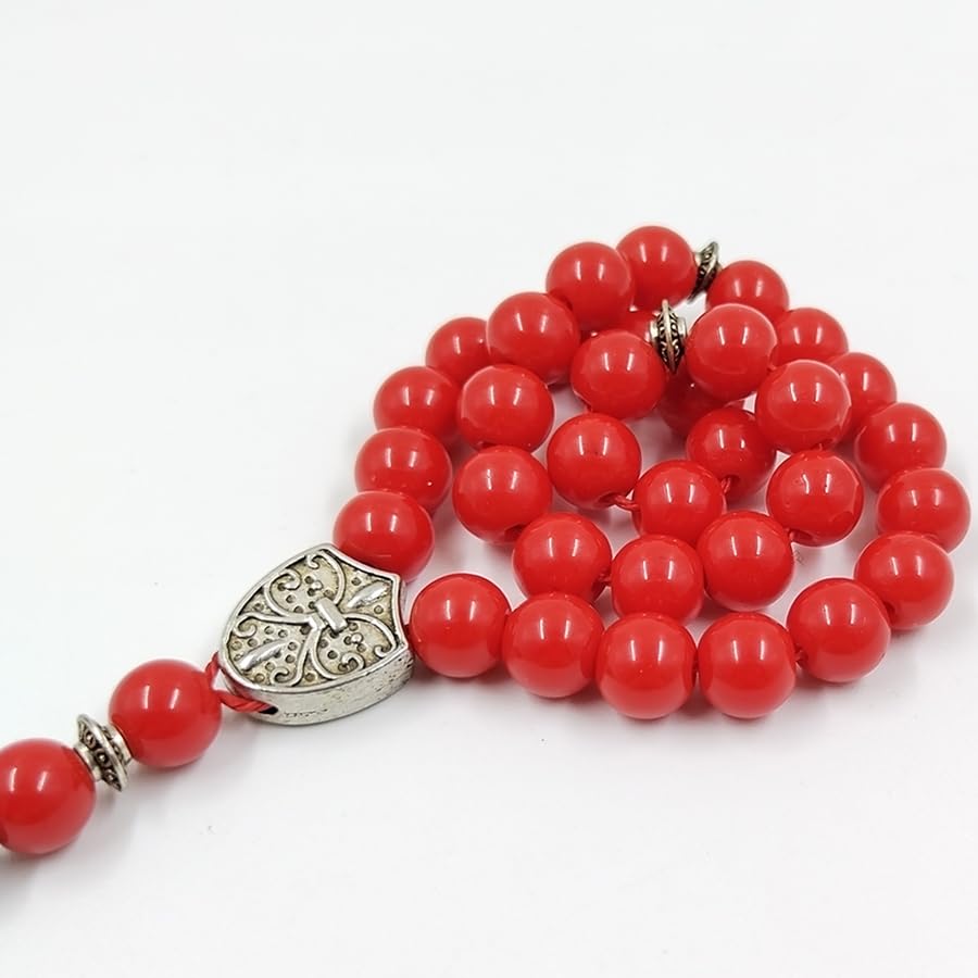 ALBASHAN Tasbih Red stone 33 45 66 99 prayer beads misbaha Women jewelry muslim bracelet arabic islamic accessoires - size: 10mmx99beads