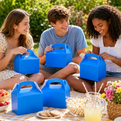 The Dreidel Company 25-Count Baby Blue Gable Treat Boxes, Party Favors, 6.25" x 3.5" x 3.5" Inch Box, - color: Blue