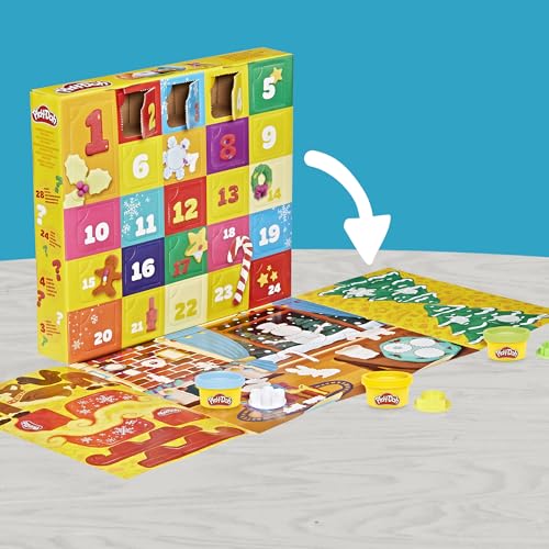 Play-Doh Holiday Advent Calendar for Kids 3 and Up, 24 Day Countdown, Multiple Surprise Gifts Behind Each Door, Arts & Crafts