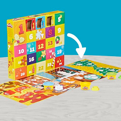 Play-Doh Holiday Advent Calendar for Kids 3 and Up, 24 Day Countdown, Multiple Surprise Gifts Behind Each Door, Arts & Crafts