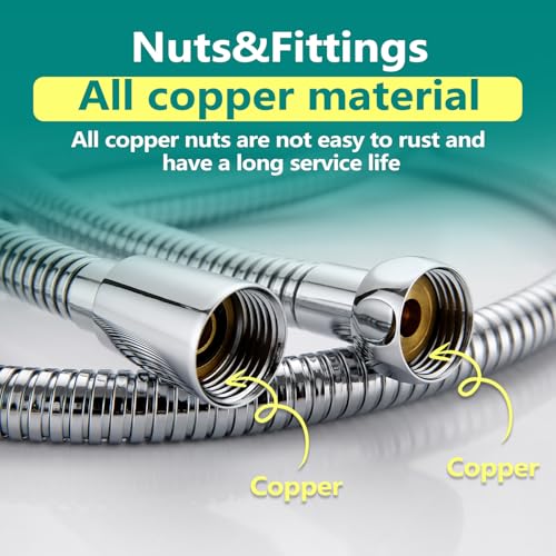 TRIPHIL Kink-free 59" Handheld Shower Head Hose Replacement, Flexible Shower Tube Extension, 100% Metal Stainless Steel Sleeve, Brass/Copper Made Conncetors 360 Degree Swivel Chrome 59 Inches - color: Chrome, size: 59 Inches