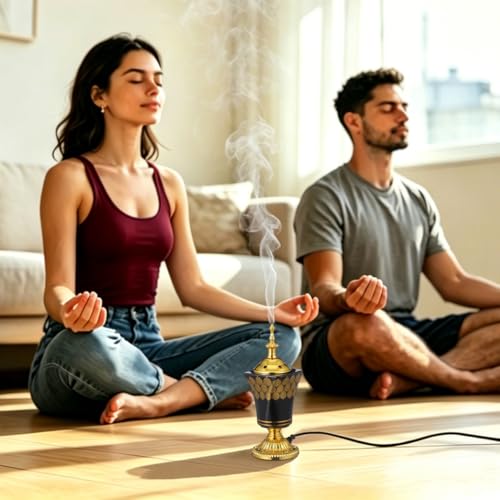 Ciieeo Electric Incense Burner Middle Eastern Style Plug-in Censer for Home Decor Bedroom Living Room Air Purification Relaxation 7.67X2.95X2.95In Us Plug