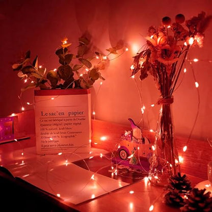 50 Pack Red Fairy Lights 7Ft 20 LED Twinkle String Lights 3 Modes Battery Operated Waterproof Firefly Starry for Mason Jar Party Table Centerpieces Halloween Christmas Valentines Day - color: Red, size: 50