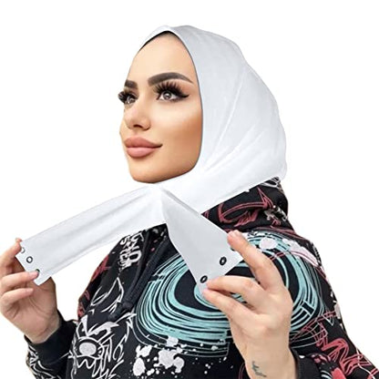 Suillty Fashion Muslim Hijab for Women Instant Snap Fastener Hijab Inner Cap Full Cover Head Wraps Scarf Islam Turban Caps - color: White
