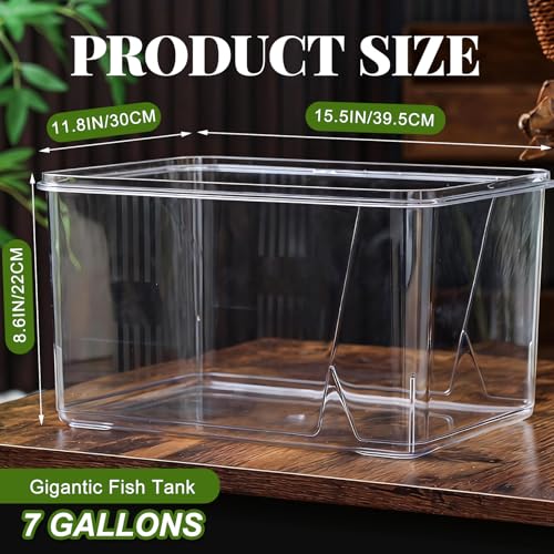 7 Gallon Plastic Fish Tank Large Bowl Shatterproof with Crystal Clear Clarity for Terrarium, Flower Vase Centerpiece Gift for Fish Lovers (Square) - size: 7 Gallon, style: Square